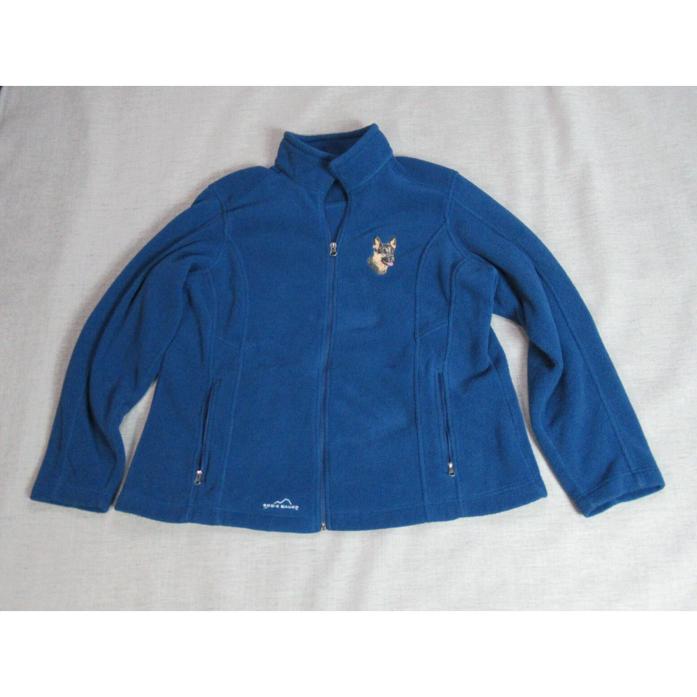 Eddie Bauer Jacket Womens Sz 2XL Blue Full Zip Dog Lover Fleece Outdoors Hiking